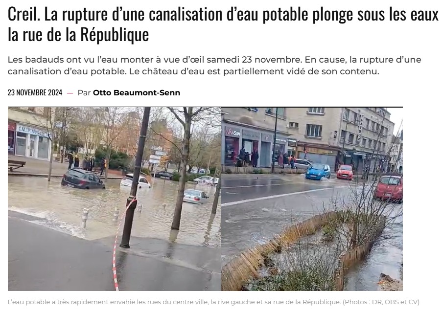 Photo des rues inondées à Creil
